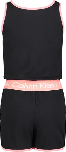Vista 2 de Calvin Klein Girls' Performance Romper, Sleeveless Pull-on Style With Waistband and Logo Detailing