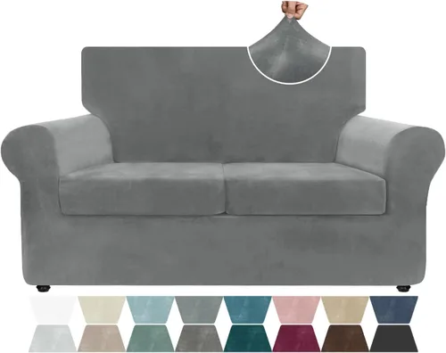 Vista 66 de ZNSAYOTX Fundas elásticas para silla de terciopelo de lujo con brazo, 2 piezas, para sala de estar, funda gruesa y suave, antideslizante, protector
