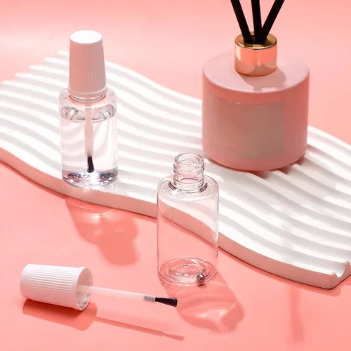 Vista 2 de Irenare 20 botellas vacías recargables de esmalte de uñas de 0.7 onzas líquidas, envase de plástico para esmalte de uñas, botella vacía con mezcla