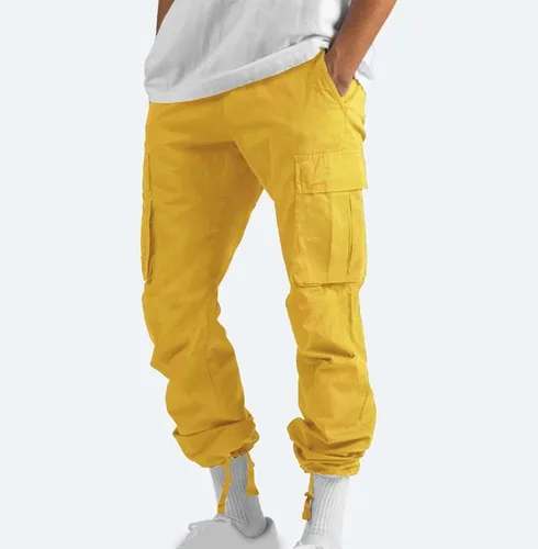 Vista 2 de Pantalones deportivos de estilo cargo con cordón para hombre, pantalones deportivos de moda al aire libre, pantalones deportivos casuales de pierna