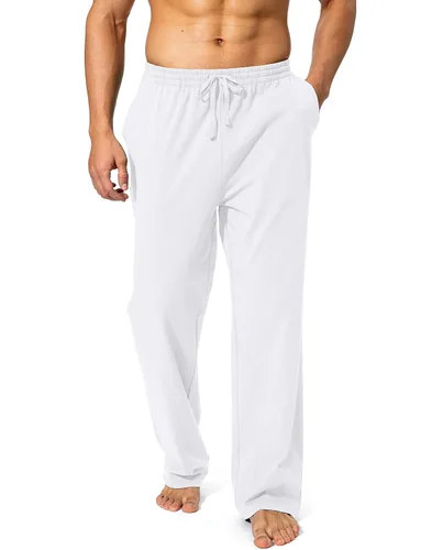 Vista 2 de Pudolla - Pantalones deportivos de algodón para hombre, para yoga, pantalones deportivos con parte inferior abierta, informal, pantalones de jersey