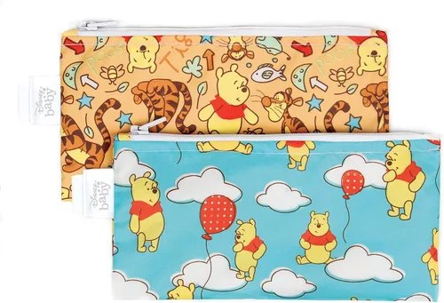 Vista 20 de Bumkins - Bolsas reutilizables para snacks, para almuerzo escolar de niños y porciones para adultos, tela lavable, bolsa con cierre de tela