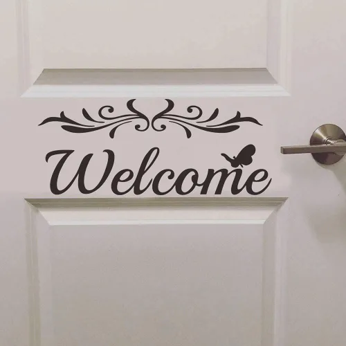 Vista 5 de 2 hojas de calcomanías de bienvenida – Calcomanías de vinilo para puerta delantera, cartas de bienvenida, entrada, oficina, dormitorio y puertas