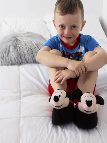 Vista 5 de Disney Mickey Mouse - Pantuflas de felpa 3D para niños pequeños