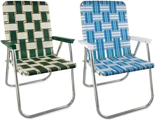 Vista 9 de Lawn Chair USA - Sillas al aire libre para acampar. Fabricadas con marcos de aluminio ligero y cinchas resistentes a los rayos UV. Se pliegan