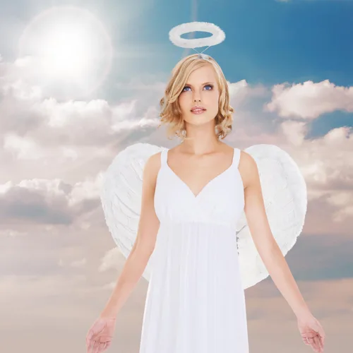 Vista 2 de Alas de ángel de Halloween para mujer, alas de ángel y halo para niñas adultas, disfraces de Halloween para disfraces, recuerdos de fiesta de cosplay