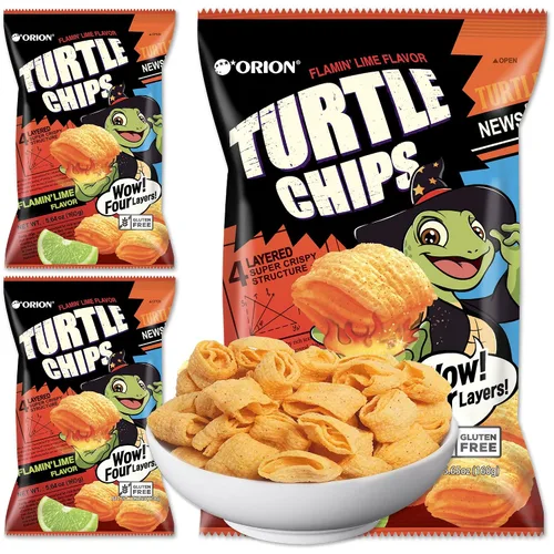 Vista 9 de K-Munchies Orion Turtle Chips – Bolsa grande coreana con sabor a pollo caliente carbonara de 3 x 5.64 oz, tamaño fiesta, sabrosos, crujientes