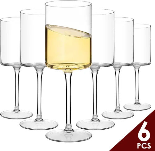 Vista 15 de Chouggo Juego de 6 copas de vino, cristal soplado a mano para vino tinto o blanco, 15 onzas, hechas a mano por artesanos, regalos para mujeres