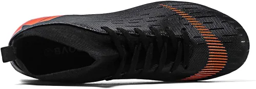 Vista 5 de Botas de fútbol para niño grande Zapatos de fútbol juvenil para interiores Botas altas con cinta colorida para hombres Entrenamiento al aire