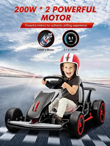 Vista 3 de Go Kart eléctrico de 24 V para niños a partir de 6 años o más Negro