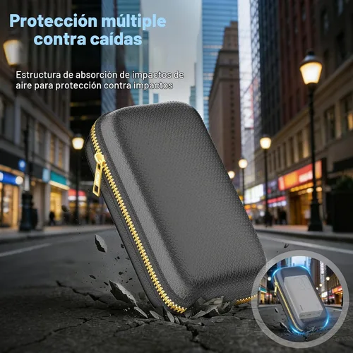 Vista 4 de Organizador de viaje para electrónica con cremallera ignífuga, estuche rígido a prueba de explosiones, caja de transporte de cables compatible