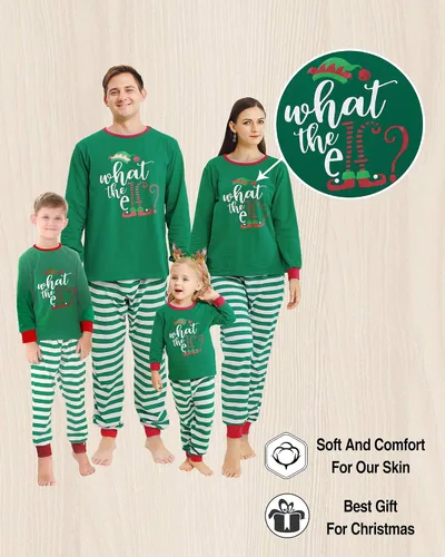 Vista 4 de Pijamas de Navidad a juego para la familia conjunto de pijama estampado camisa y pantalones para mujeres hombres niños bebés y niñas
