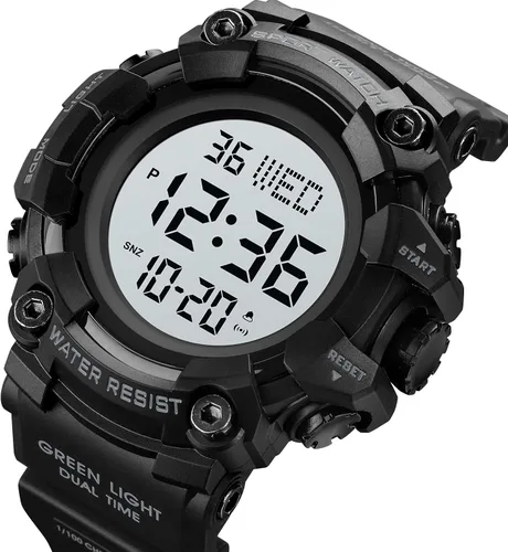 Vista 3 de XCZAP Cronómetro de esfera grande para hombre, relojes de pulsera digitales con luz LED, reloj de cuenta regresiva impermeable 5Bar