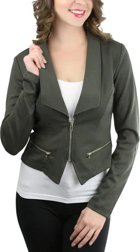 Vista 74 de ToBeInStyle Blazers de manga larga con cremallera y botones para mujer