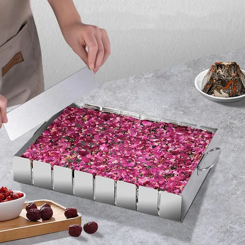 Vista 8 de Luxshiny Molde para hacer dulces de turrón: sartén rectangular antiadherente de acero inoxidable para turrones, brownie y dulces, 7.87 x 7.08 x 1.96