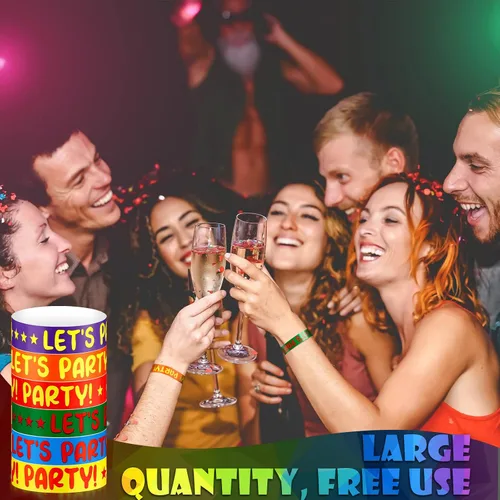 Vista 7 de Teling Paquete de 600 pulseras de papel para eventos, bandas de brazo para fiestas, bandas de mano ligeras de colores neón para eventos y fiestas