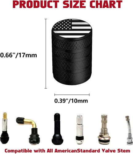 Vista 2 de x xotic tech Juego de 4 tapas de tapa de válvula de neumático con bandera estadounidense, aleación de aluminio anodizado, resistente a la corrosión