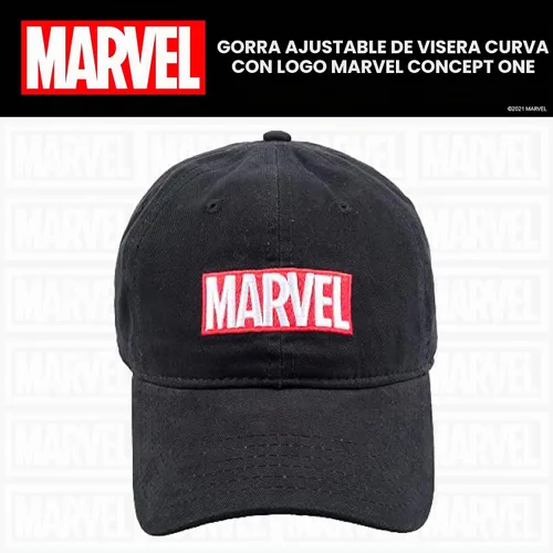 Vista 2 de Concept One Marvel Logo - Gorro ajustable de algodón para papá, negro, talla única, Negro