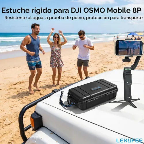 Vista 8 de Lekufee Estuche rígido impermeable de viaje para DJI Osmo Mobile 8P Gimbal Stabilizer, y otros accesorios (solo funda y bolsa)