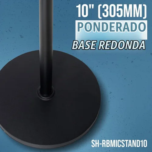 Vista 7 de Shure by Gator - Soporte de micrófono de base redonda con embrague giratorio estándar de altura ajustable y base de 10 pulgadas; (SH-RBMICSTAND10)