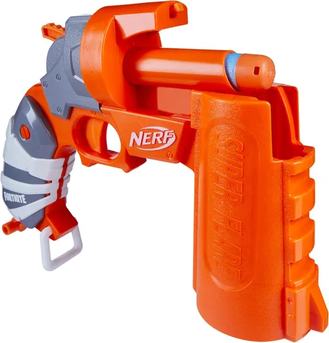 Vista 2 de Nerf Fortnite Flare Dart Blaster, carga de dardos abiertos, incluye 3 mega dardos que silban a través del aire, mango de cebado desplegable