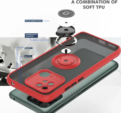 Vista 3 de QUIETIP Funda compatible con Xiaomi Redmi 10C/Poco C40, TPU + PC duro a prueba de golpes, anillo magnético para soporte de coche con protector