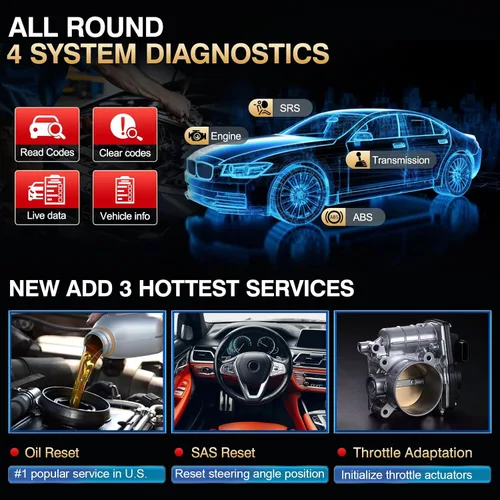 Vista 2 de LAUNCH Crp123 - Escáner OBD2, herramienta de escaneo y diagnóstico de transmisión, SRS, ABS y motor, lector de códigos, actualizaciones incluidas