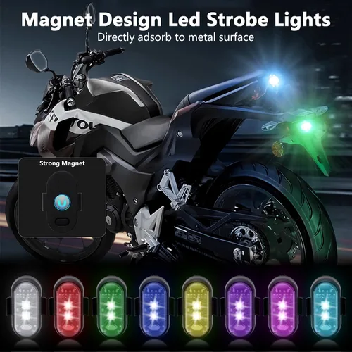 Vista 3 de LECART 4 luces estroboscópicas LED magnéticas con control remoto, 8 colores, inalámbricas, anticolisión, luces estroboscópicas de emergencia