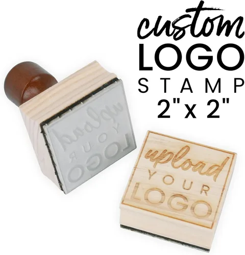 Vista 10 de ExcelMark Sello de logotipo personalizado, sello de goma de madera personalizado, carga tu propia imagen (1 x 1 pulgadas)
