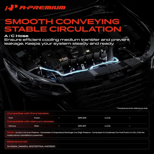 Vista 2 de A-Premium Manguera de succión y manguera de descarga para A/C compatible con Ford Fusion 2010-2012 y Mercury Milan 2010-2011, 2.5L