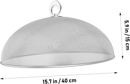 Vista 2 de Hemoton Protector de cubierta de malla de acero inoxidable para alimentos, tienda de campaña de malla redonda para cocina, al aire libre, picnic