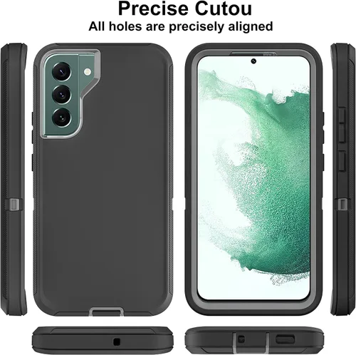 Vista 5 de Funda para Galaxy S22 Plus con protector de pantalla de TPU flexible [2 unidades], 3 en 1, cuerpo completo, a prueba de golpes, resistente a prueba