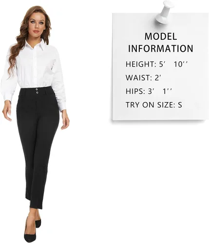 Vista 4 de XELORNA Pantalones de yoga para mujer, leggings elásticos y ajustados, pantalones casuales de negocios, con bolsillos
