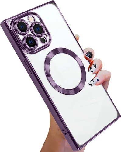 Vista 47 de KANGHAR Funda diseñada para iPhone 12 Pro Magnética Transparente con Protector de Lente de Cámara [Compatible con MagSafe] Diseño de Placado