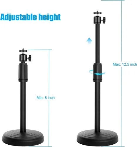 Vista 2 de Webcam Stand for Desk, 12.5 Inch Webcam Tripod Computer Camera Stand Webcam Mount with Phone Holder Desktop Web Cam Mount for Logitech C920 C922