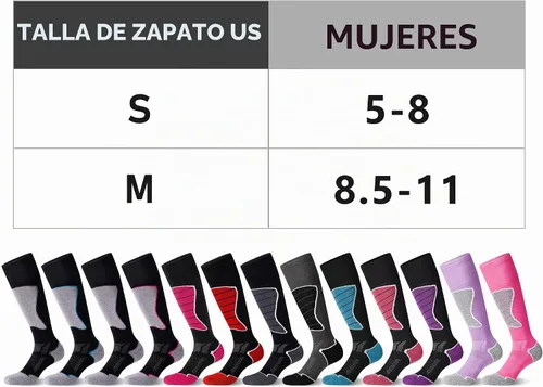 Vista 3 de CS CELERSPORT Calcetines de esquí de lana merino para snowboard para mujer Negro Gris Oscuro + Gris