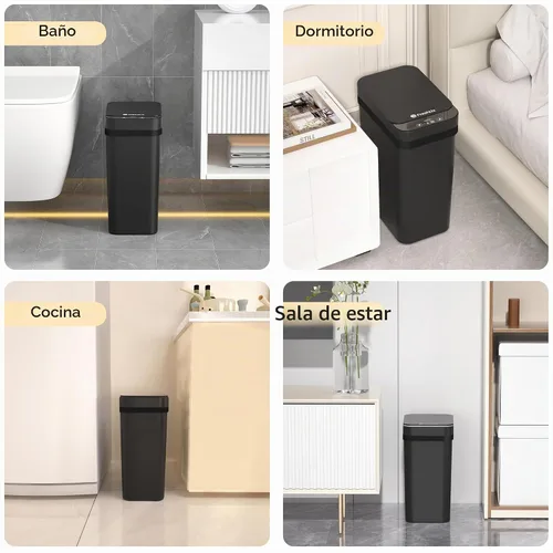 Vista 7 de FRESHLIX Paquete de 3 cubetas de basura para baño 2.6 galones, cubetas de basura automáticas delgadas sin contacto con sensor de movimiento, cubetas