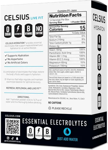 Vista 2 de Celsius Hydration™ Blue Razz, mezcla de bebida de hidratación con electrolitos sin azúcar (paquete de 14)