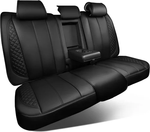 Vista 13 de CAR PASS Juego completo de fundas de cuero de napa para asiento de automóvil, protector impermeable duradero y acolchado, ajuste universal