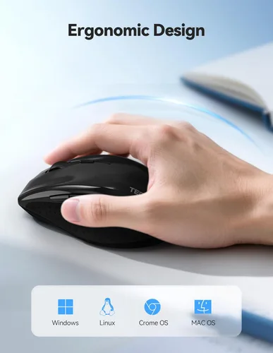 Vista 5 de TECKNET Ratón Inalámbrico Recargable, Ratón para Computadora Portátil, Ratones de Computadora USB 2.4G Inalámbricos, Ratón Ergonómico Silencioso