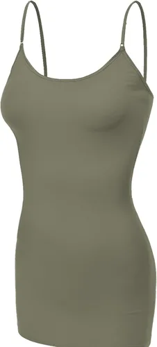 Vista 132 de Emmalise Camisola larga casual básica para mujer, con tirantes ajustables, top en capas