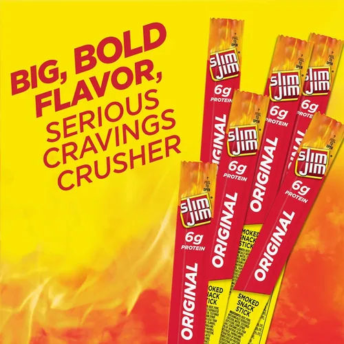 Vista 7 de Slim Jim - Palitos de carne seca ahumada gigante, sabor original, 0.97 onzas, 6