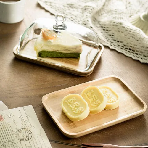 Vista 5 de Angoily Bandeja de comedor de vidrio de 7 pulgadas con cubierta de cúpula transparente para servir postres para el hogar, cocina y entretenimiento