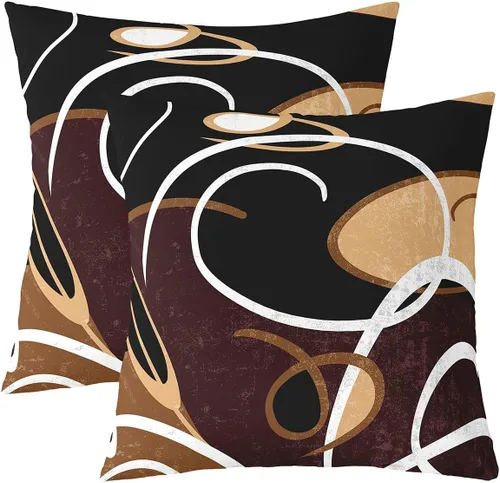 Vista 35 de Castle Fairy Juego de 2 fundas de almohada modernas con estampado de líneas geométricas de doble cara de 16 x 16 pulgadas, color gris, negro y rojo