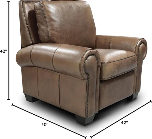 Vista 2 de Sillón reclinable tradicional Valencia 100% de grano superior de cuero envejecido a mano