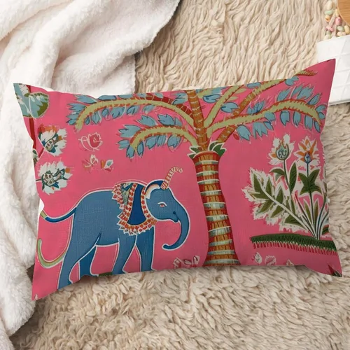 Vista 8 de ArogGeld Funda de cojín lumbar asiática de estilo chinoiserie, de lino marrón, pájaro y flor, funda de almohada asiática para sala de estar, A-6