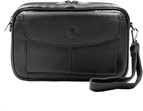 Vista 4 de Vidlea Bolso bandolera de cuero genuino para hombre, bolso de mensajero, organizador de chequera