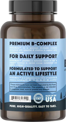 Vista 2 de Natural Rhythm B-CALMplex, mezcla única de vitaminas B, el complejo B apoya la función nerviosa adecuada y la relajación, suministro de 3 meses, 90
