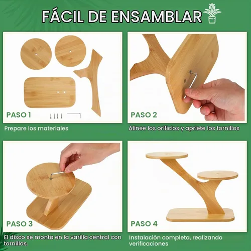 Vista 4 de 4 piezas de bambú soporte interior 3 niveles suculento ventana