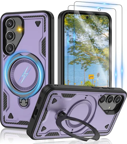 Vista 25 de Gritup fro Funda para Google Pixel 9A, funda protectora magnética de grado militar compatible con Mag-Safe, 2 protectores de pantalla HD, soporte